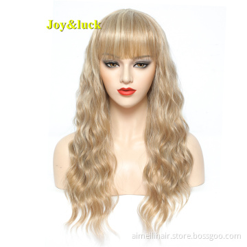 22 inch Long Blonde Wig Water Wave Synthetic Wigs For Women Cosplay Or Daily Use Hair Natural Finger Wave Hair Wigs